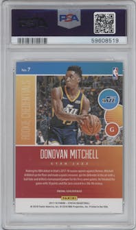 Donovan Mitchell from the 2017-18 Panini Status set graded by PSA and given an overall grade of 9.