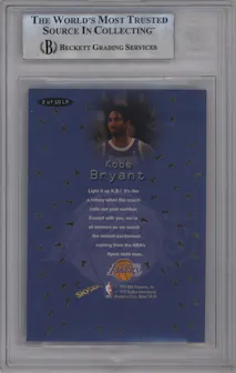 Kobe Bryant from the 1998-99 Skybox Metal Universe set graded by Beckett and given an overall grade of 9.