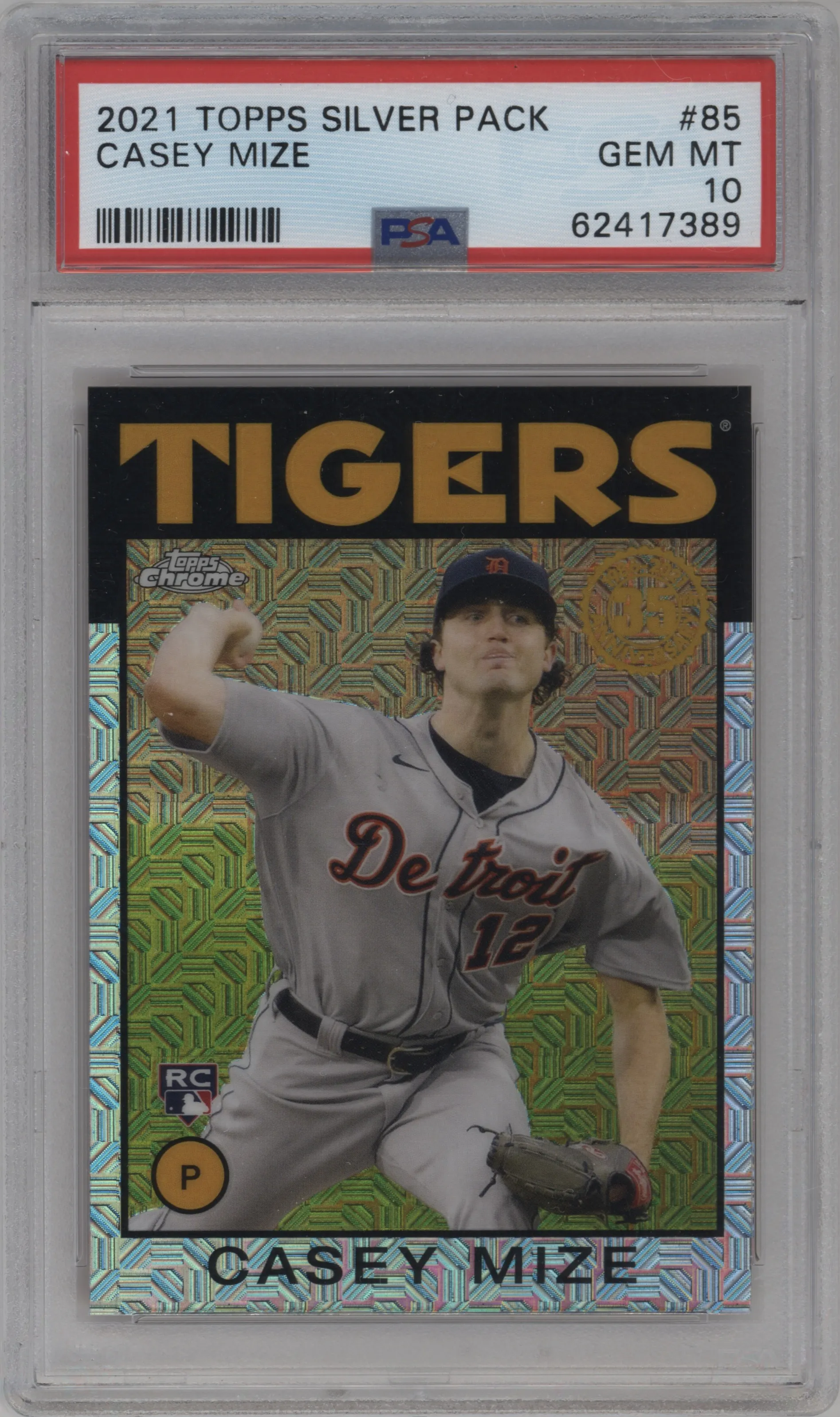 2021 Topps Silver Pack 1986 Topps Casey Mize PSA 10