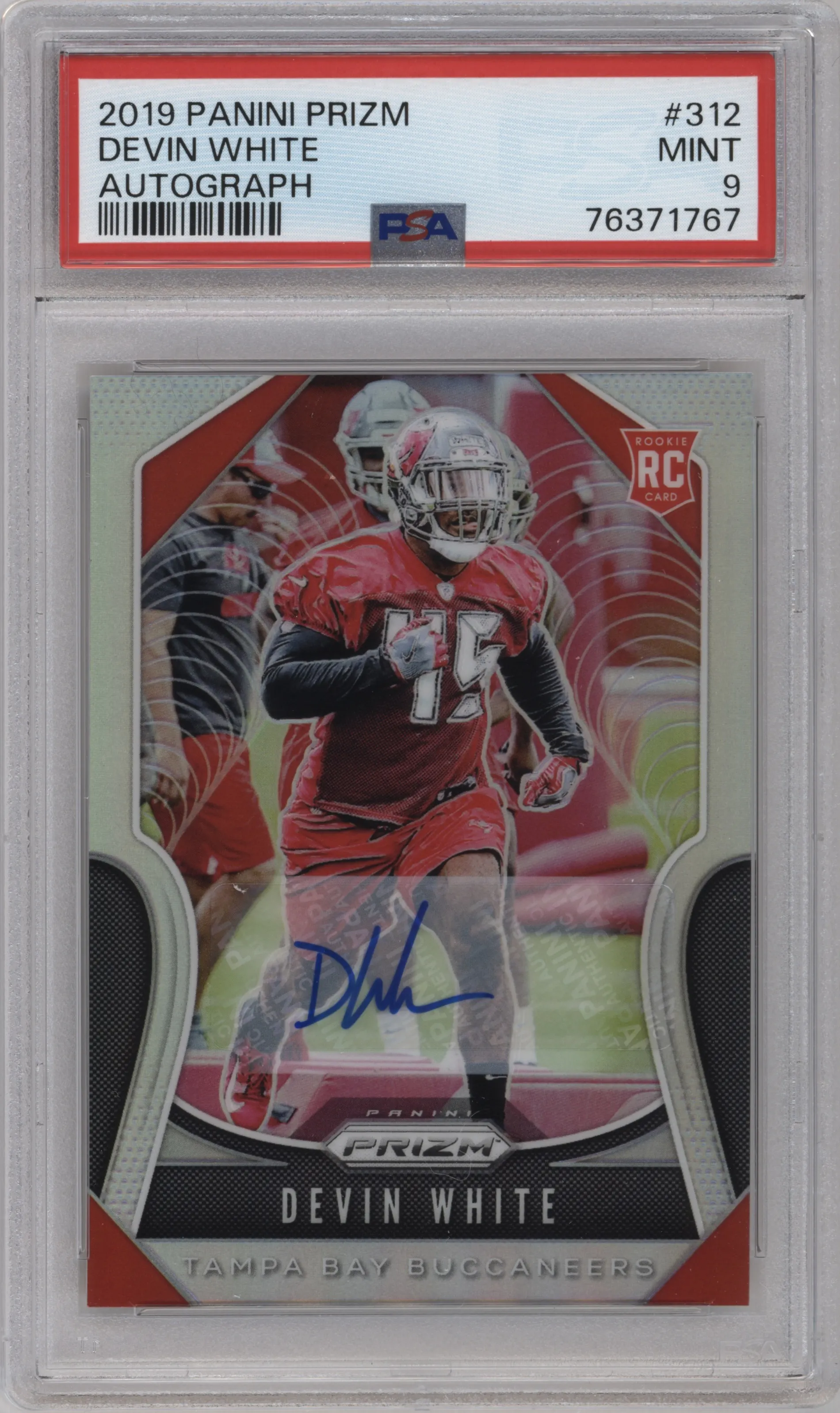 2019 Panini Prizm Rke.Auto Devin White PSA 9
