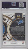  Jahmyr Gibbs from the 2023 Panini Select set featuring a Green Disco Prizm parallel graded by PSA and given an overall grade of 10.