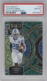  Jahmyr Gibbs from the 2023 Panini Select set featuring a Green Disco Prizm parallel graded by PSA and given an overall grade of 10.