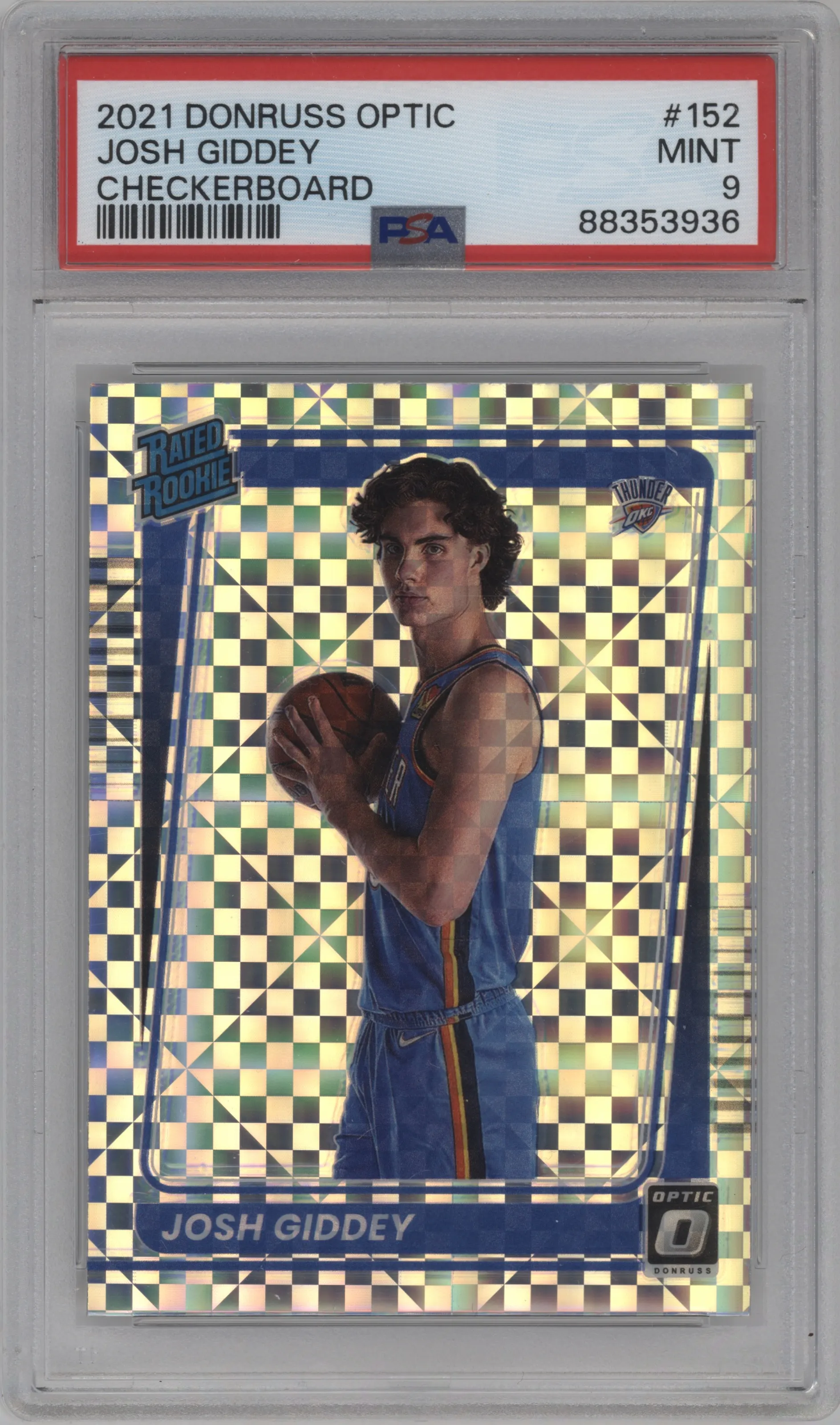 2021 Panini Donruss Optic Rated Rookie Josh Giddey Checkerboard #152 PSA 9