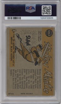 Mickey Mantle from the 1960 Topps set graded by PSA and given an overall grade of 6.