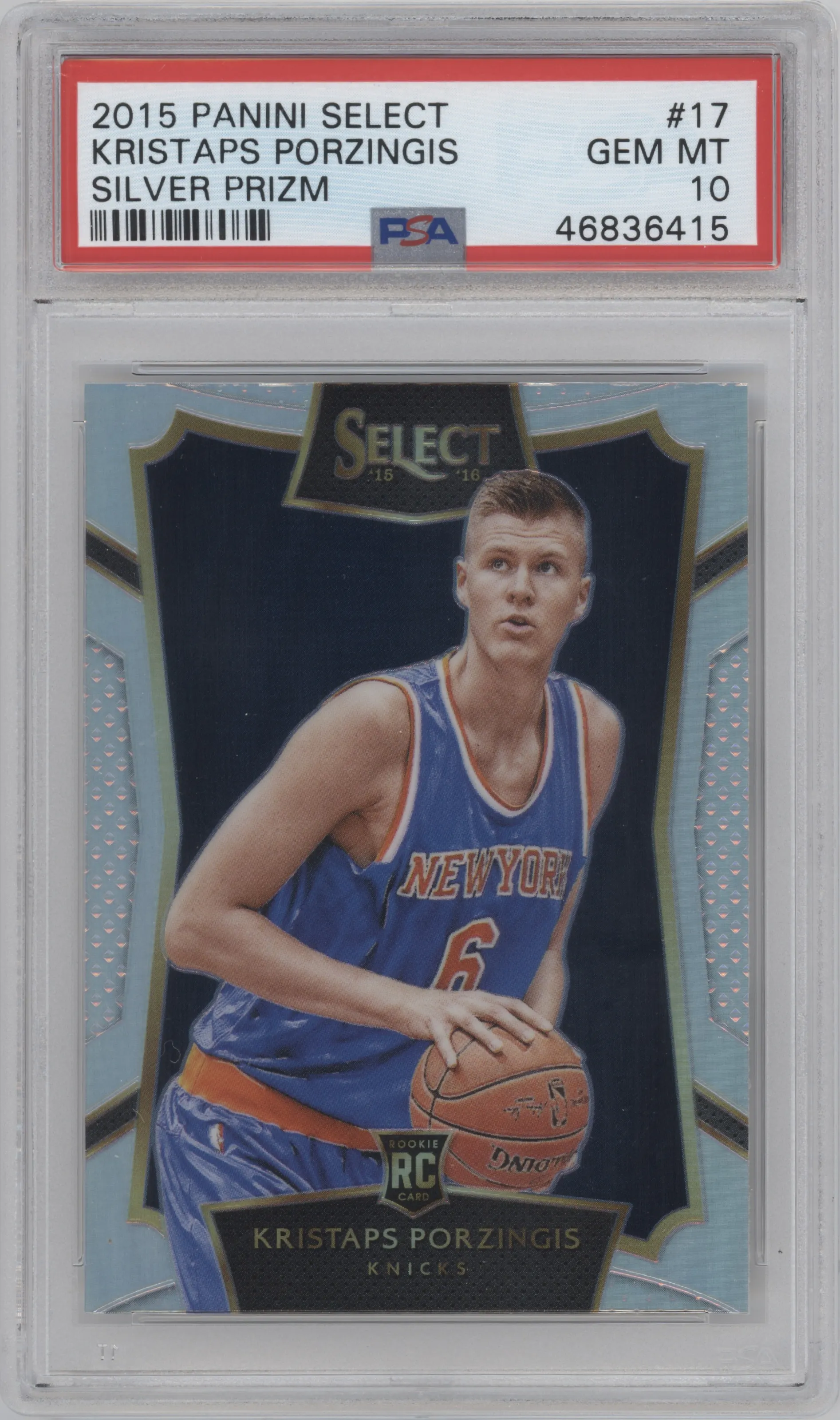 2015 Panini Select Kristaps Porzingis Silver Prizm PSA 10