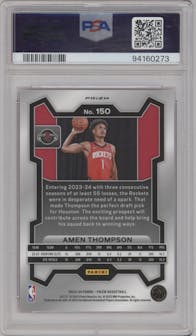 Amen Thompson from the 2023-24 Panini Prizm set featuring a Pink Ice parallel graded by PSA and given an overall grade of 10.