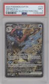 Greninja ex from the 2024 Pokemon SV set featuring a Shrouded Fable Greninja ex Special Illustration Collection parallel graded by PSA and given an overall grade of 9.