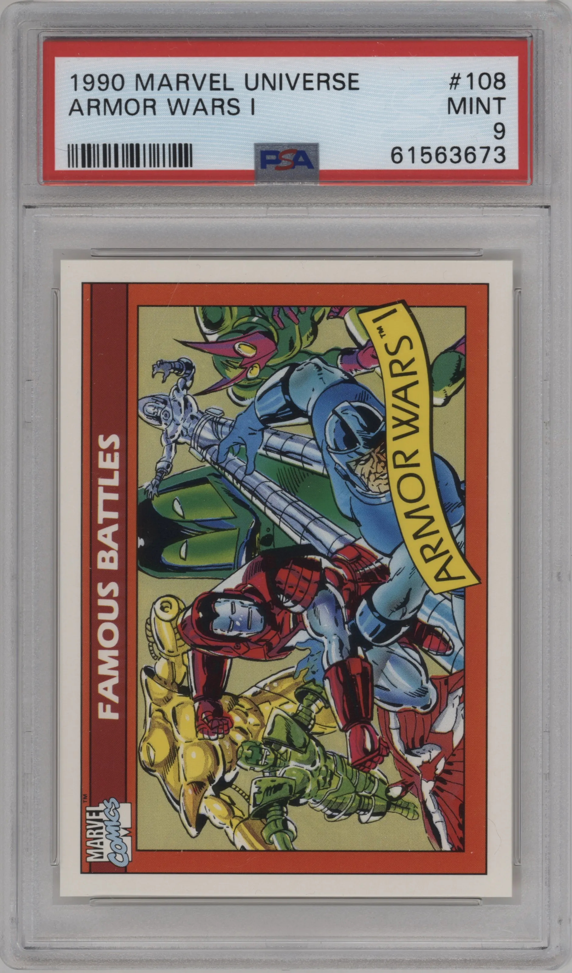 1990 Impel Marvel Universe Armor Wars I #108 PSA 9