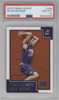 Devin Booker from the 2015-16 Panini NBA Hoops set graded by PSA and given an overall grade of 10.