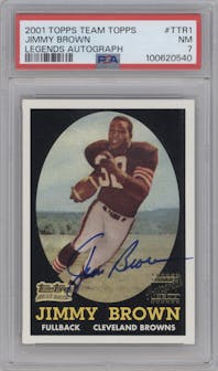 Jimmy Brown from the 2001 Topps set graded by PSA and given an overall grade of 7.