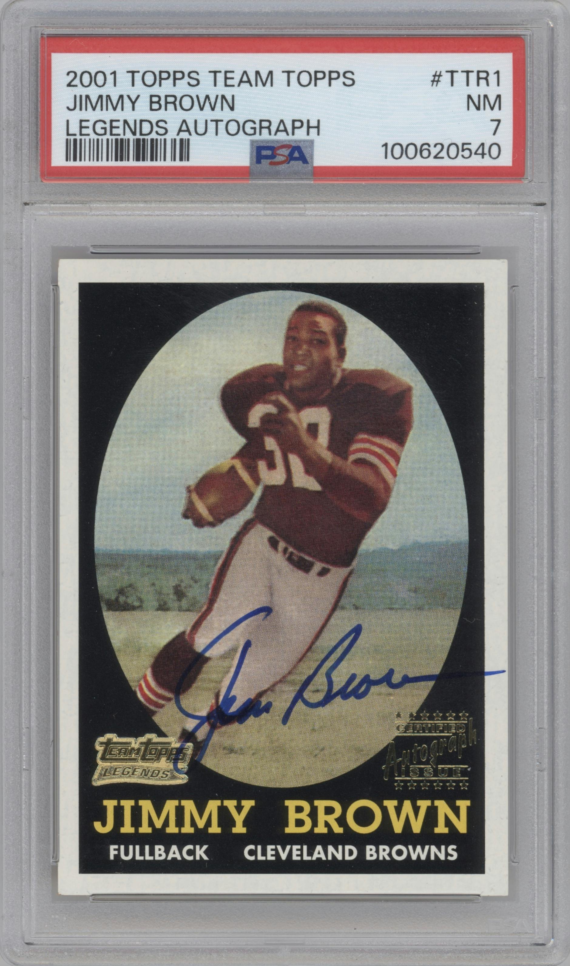 Jimmy Brown from the 2001 Topps set graded by PSA and given an overall grade of 7.
