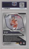 Bo Nix from the 2024 Panini Prizm set featuring a Lazer Prizm parallel graded by PSA and given an overall grade of 9.