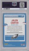 Jalen Carter from the 2023 Panini Donruss set graded by PSA and given an overall grade of 9.