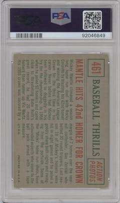 Mickey Mantle from the 1959 Topps set graded by PSA and given an overall grade of 5.