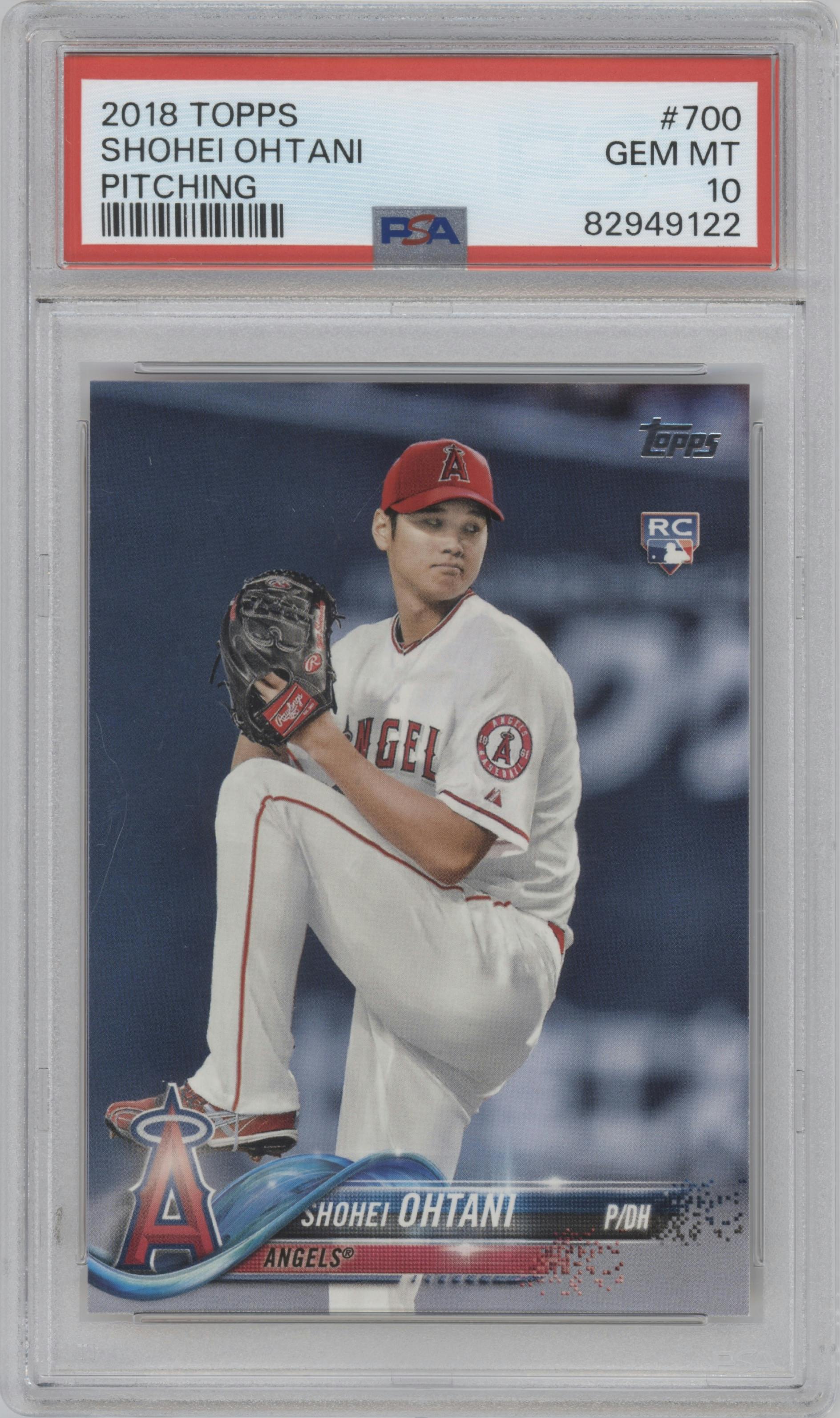 Shohei Ohtani from the 2018 Topps Series 2 set graded by PSA and given an overall grade of 10.