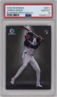James Wood from the 2025 Bowman set graded by PSA and given an overall grade of 10.