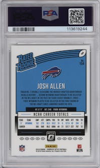 Josh Allen from the 2018 Panini Donruss Optic set graded by PSA and given an overall grade of 10.