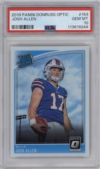 Josh Allen from the 2018 Panini Donruss Optic set graded by PSA and given an overall grade of 10.