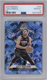 Luka Doncic from the 2023-24 Panini Mosaic set featuring a Ice Mosaic parallel graded by PSA and given an overall grade of 10.