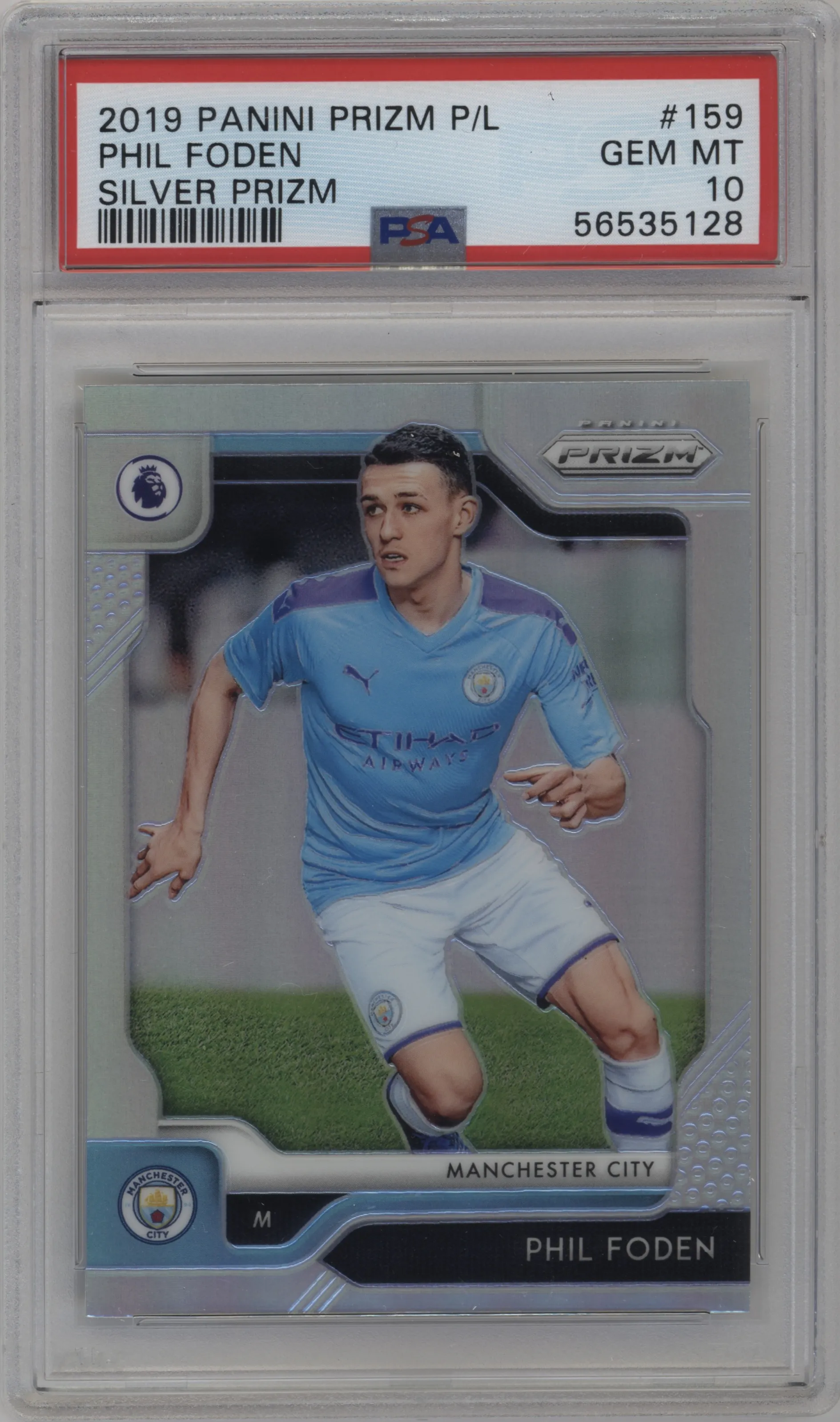 2019 Panini Prizm Premier League Phil Foden Silver Prizm PSA 10