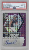 Rome Odunze from the 2024 Panini Mosaic set featuring a Purple parallel graded by PSA and given an overall grade of 10.