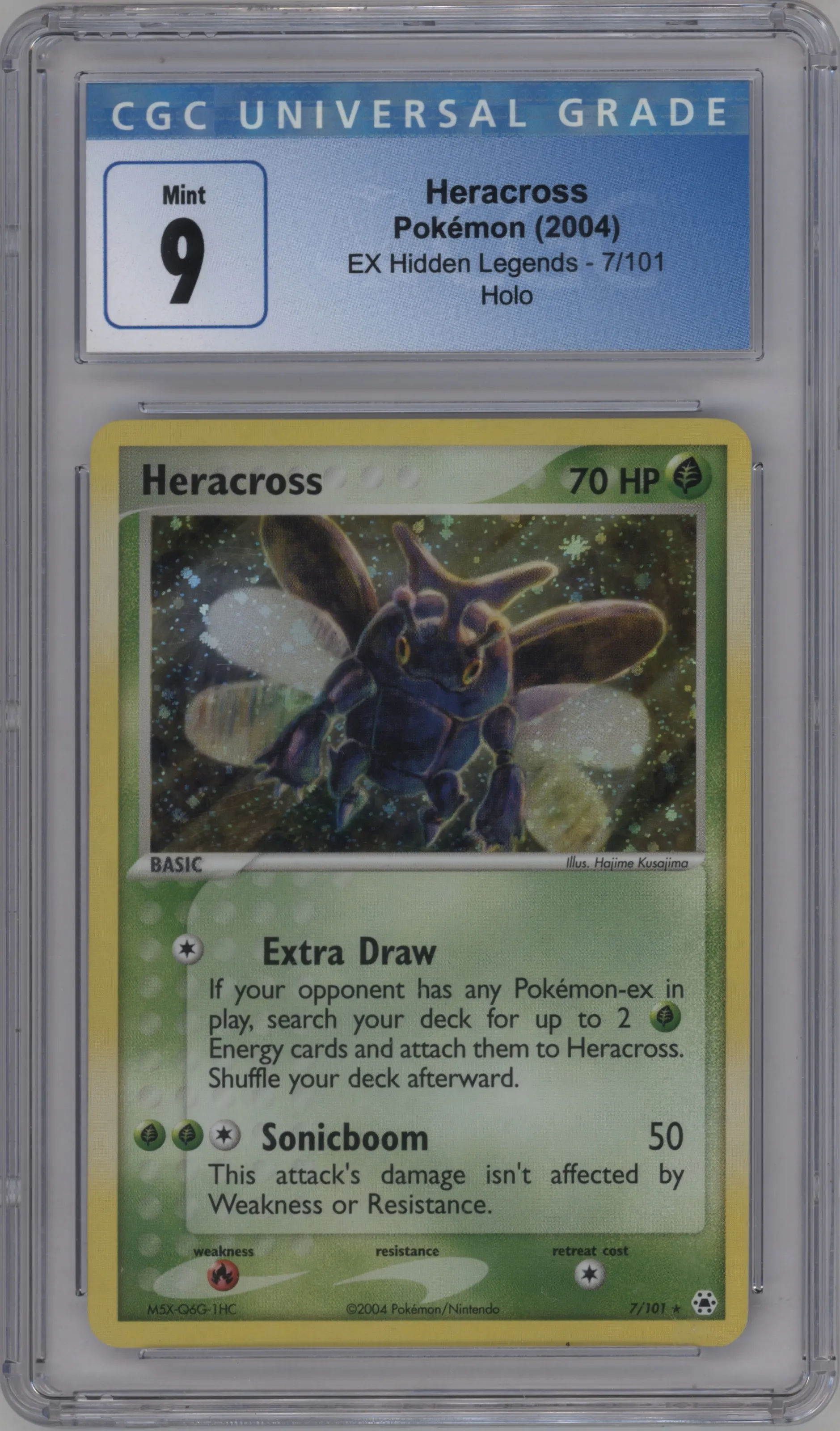 2004 Pokemon EX Hidden Legends Heracross #7 CGC 9