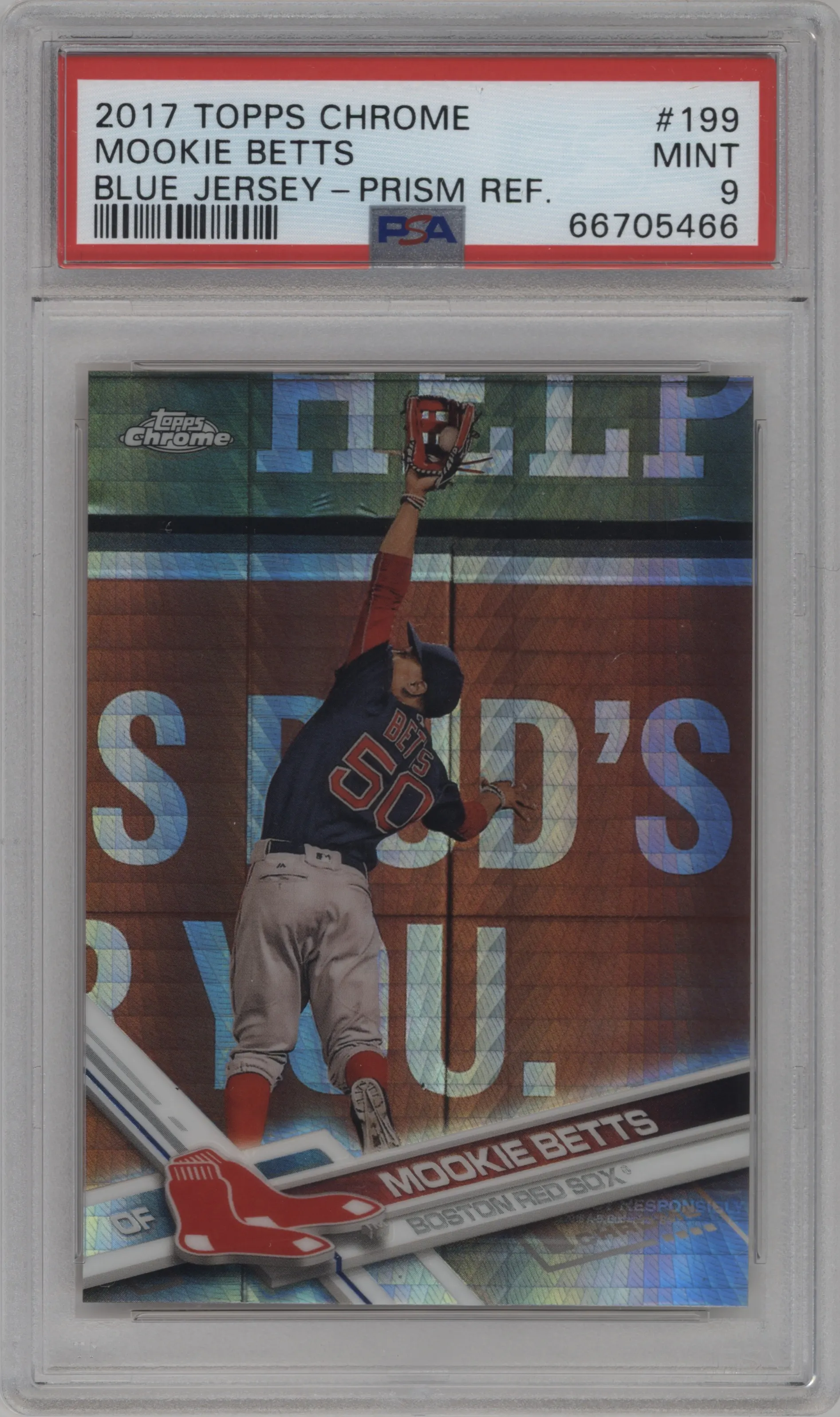 2017 Topps Chrome Mookie Betts Prism Refractor #199 PSA 9
