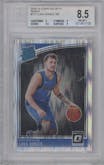 Luka Doncic from the 2018-19 Panini Donruss Optic set featuring a Shock parallel graded by Beckett and given an overall grade of 8.5.