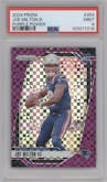 Joe Milton III from the 2024 Panini Prizm set featuring a Purple Power Prizm parallel graded by PSA and given an overall grade of 9.