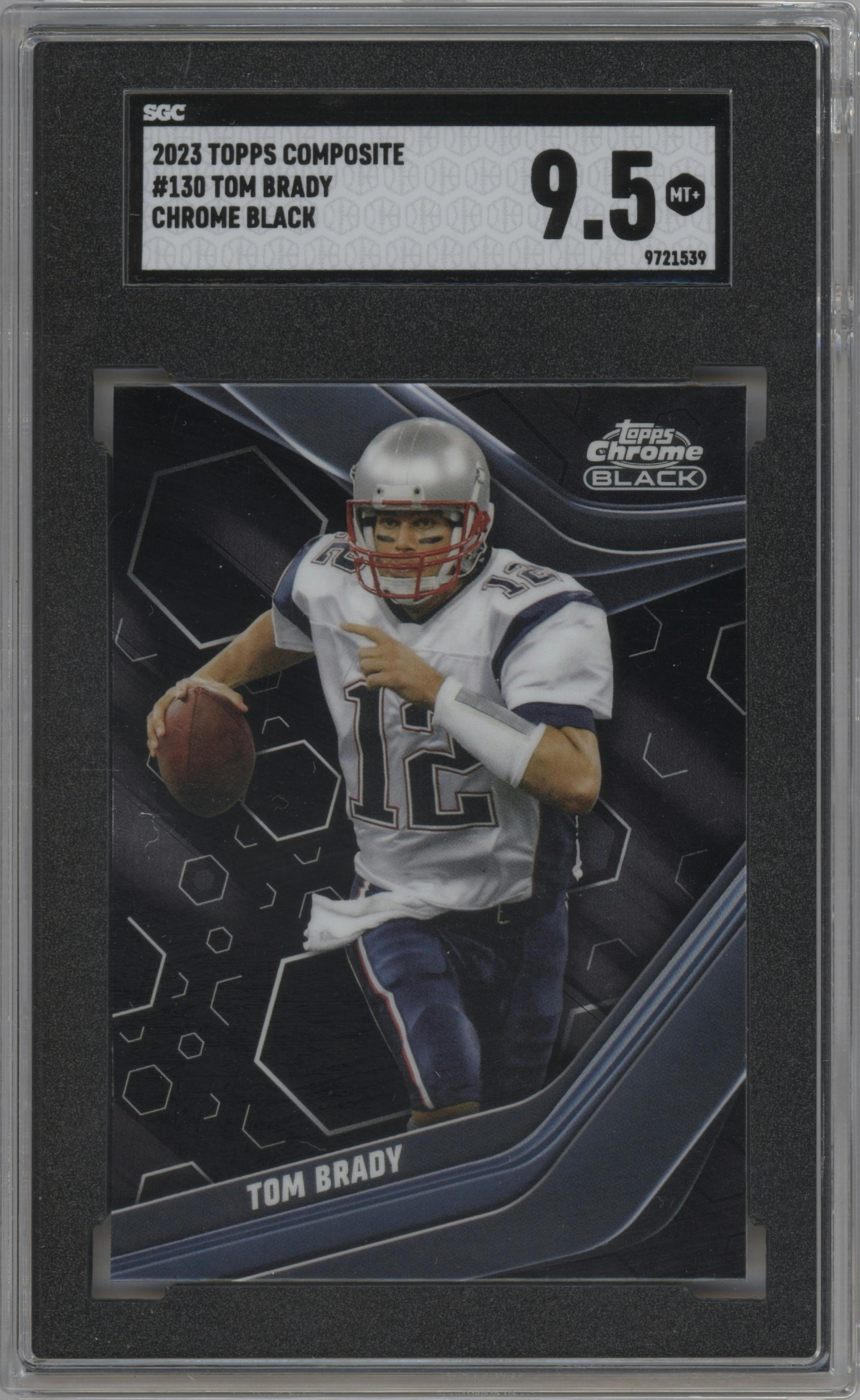 Tom Brady from the 2023 Topps Composite set graded by SGC and given an overall grade of 9.5.
