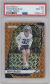 Cooper DeJean from the 2024 Panini Prizm set featuring a Lazer Prizm parallel graded by PSA and given an overall grade of 10.