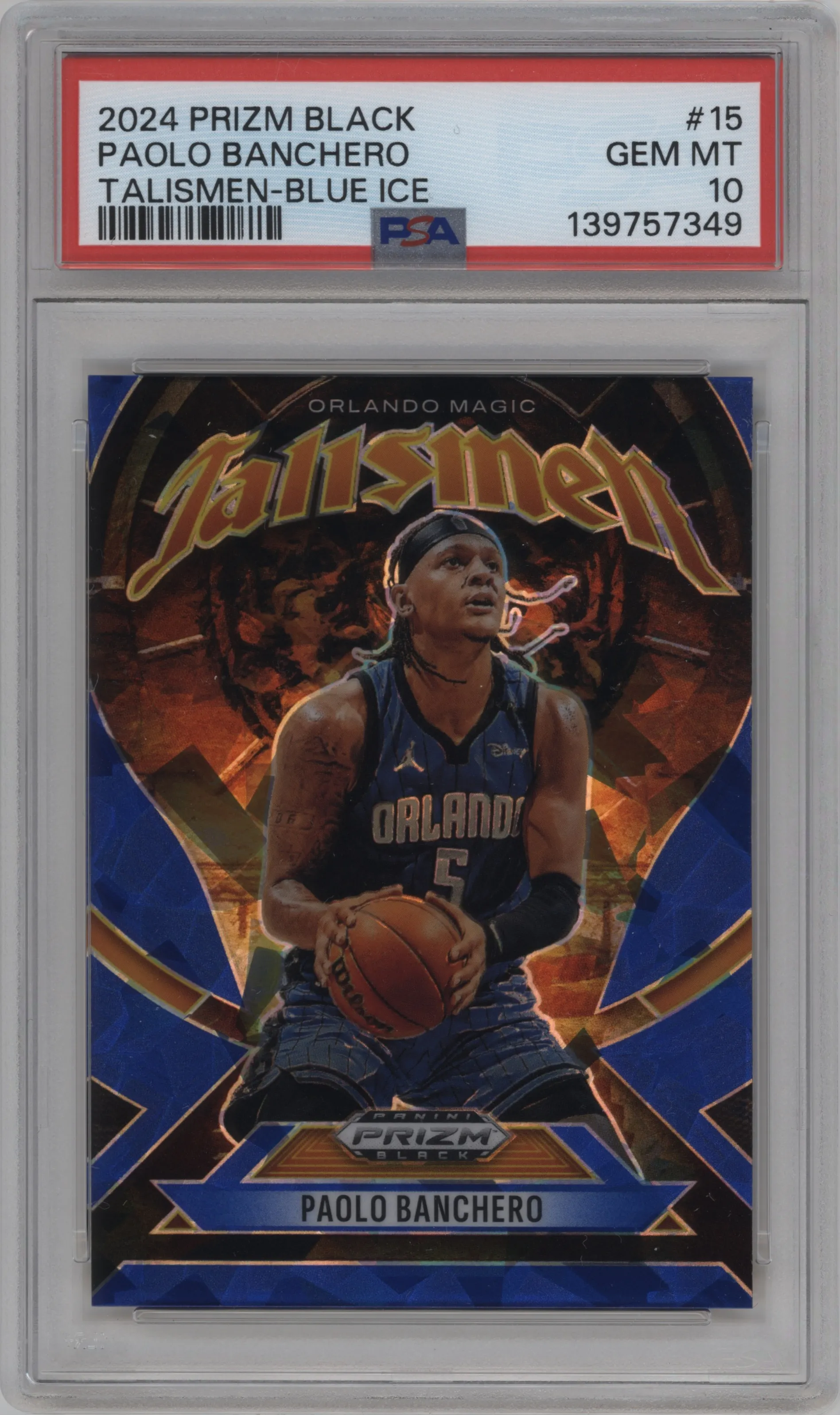 2024 Panini Prizm Black Talismen Paolo Banchero Blue Ice Prizm PSA 10