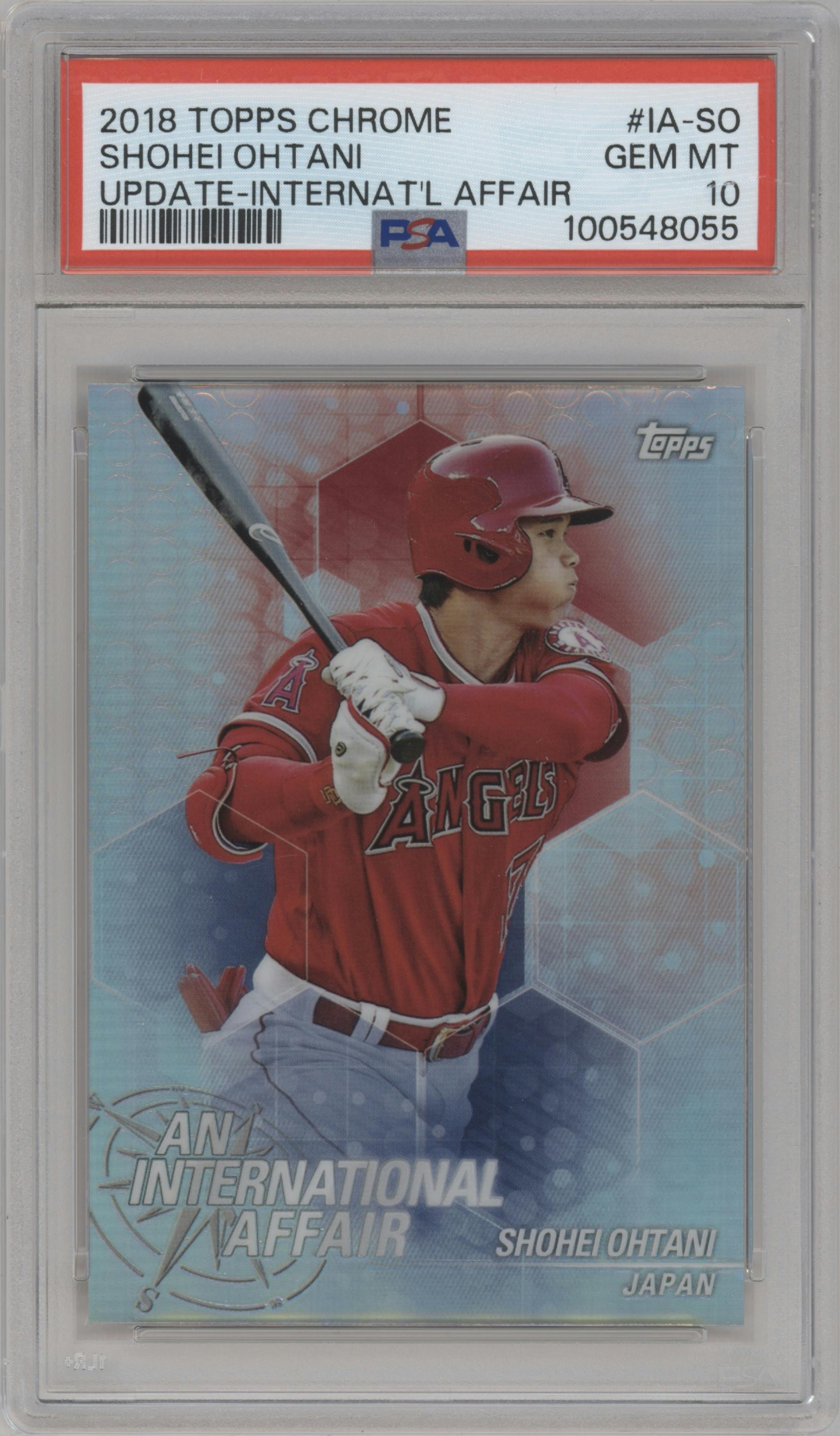 Shohei Ohtani from the 2018 Topps Chrome Update  set graded by PSA and given an overall grade of 10.