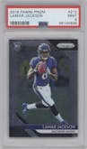 Lamar Jackson from the 2018 Panini Prizm set graded by PSA and given an overall grade of 9.