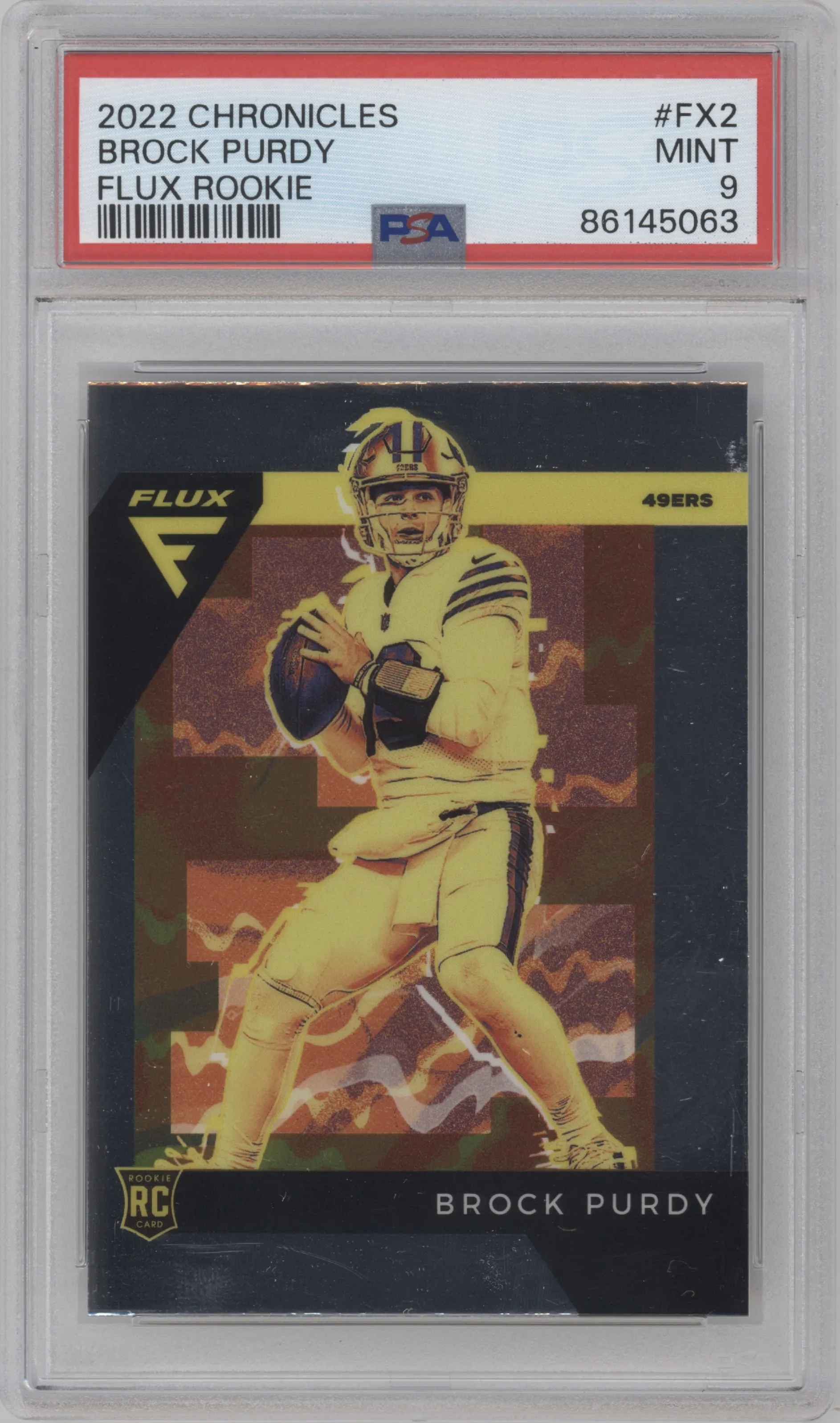 2022 Panini Chronicles Flux Rke. Brock Purdy #FX-2 PSA 9