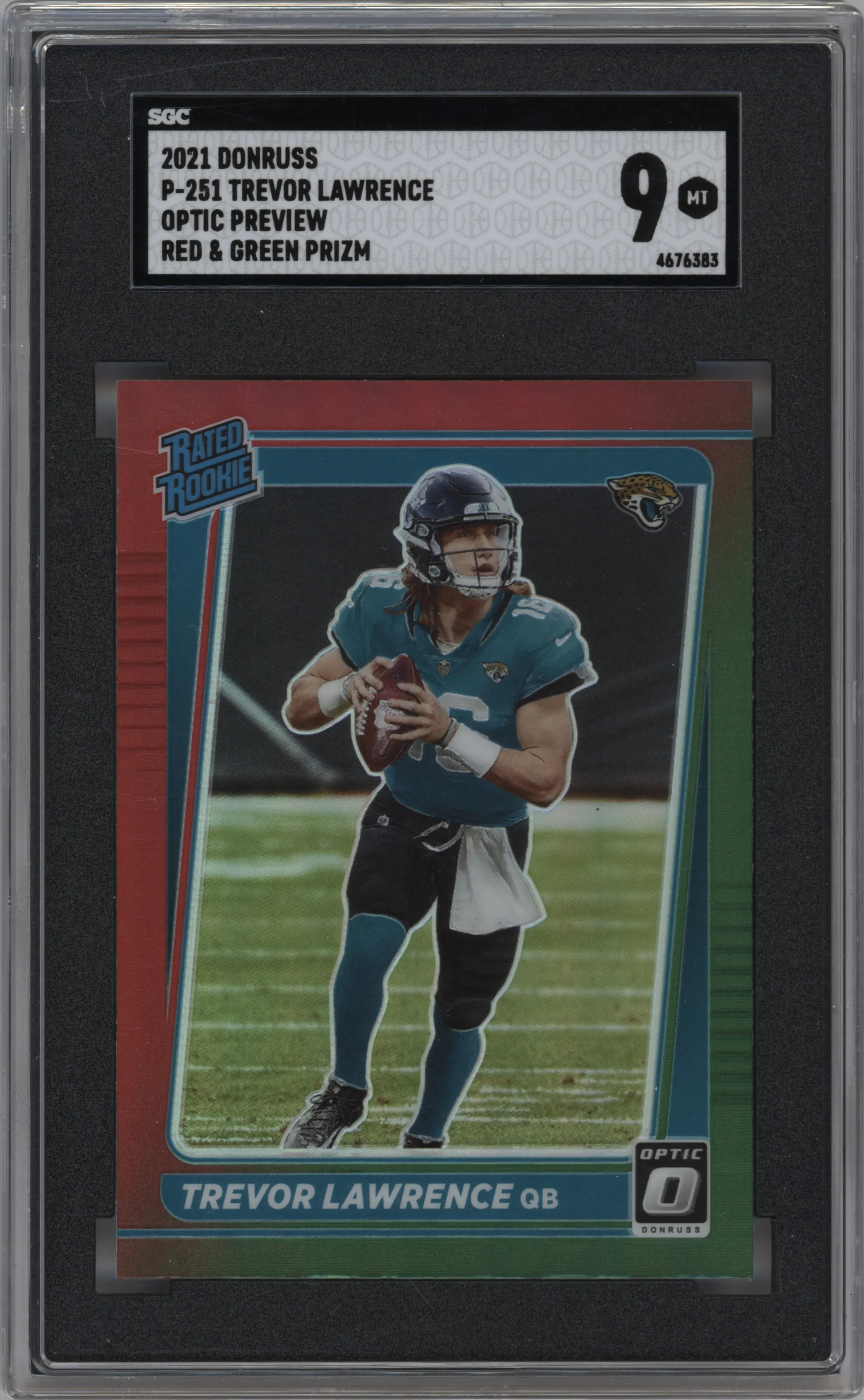 2021 Panini Donruss RR Optic Prev. Trevor Lawrence Red/Green #P-251 SGC 9
