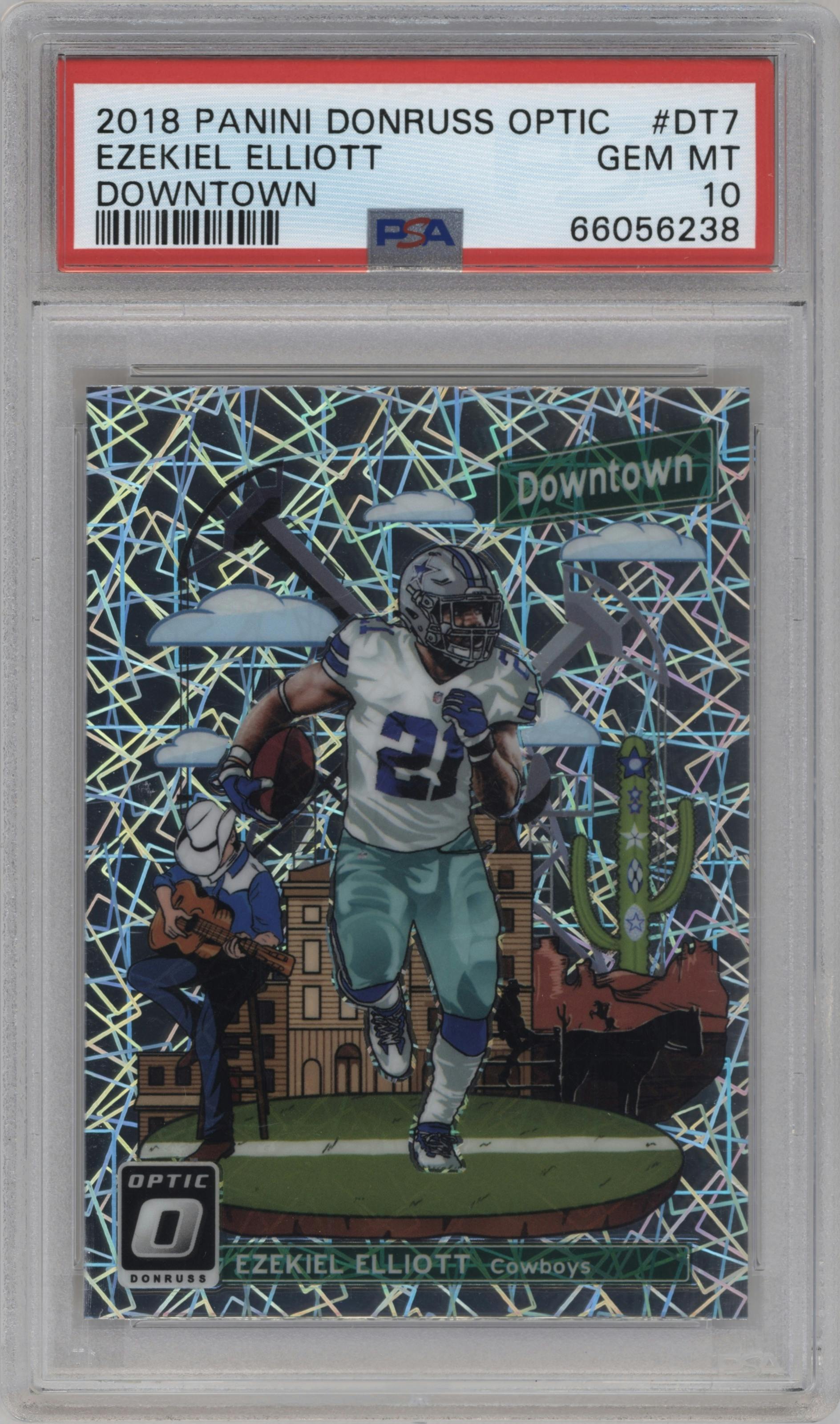 Ezekiel Elliott from the 2018 Panini Donruss Optic set graded by PSA and given an overall grade of 10.