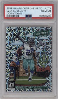 Ezekiel Elliott from the 2018 Panini Donruss Optic set graded by PSA and given an overall grade of 10.