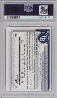 Junior Caminero from the 2024 Bowman Chrome set graded by PSA and given an overall grade of 10.