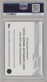 Victor Wembanyama from the 2023-24 Topps Chrome set featuring a Purple Geometric parallel graded by PSA and given an overall grade of 10.