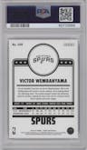 Victor Wembanyama from the 2023-24 Panini NBA Hoops set graded by PSA and given an overall grade of 10.