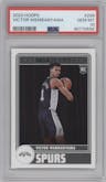 Victor Wembanyama from the 2023-24 Panini NBA Hoops set graded by PSA and given an overall grade of 10.
