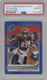 Tee Higgins from the 2020 Panini Donruss Optic set featuring a Hyper Blue  parallel graded by PSA and given an overall grade of 10.