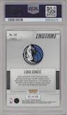 Luka Doncic from the 2021-22 Panini Instant NBA set featuring a Red parallel graded by PSA and given an overall grade of 10.