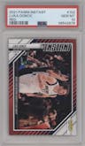 Luka Doncic from the 2021-22 Panini Instant NBA set featuring a Red parallel graded by PSA and given an overall grade of 10.