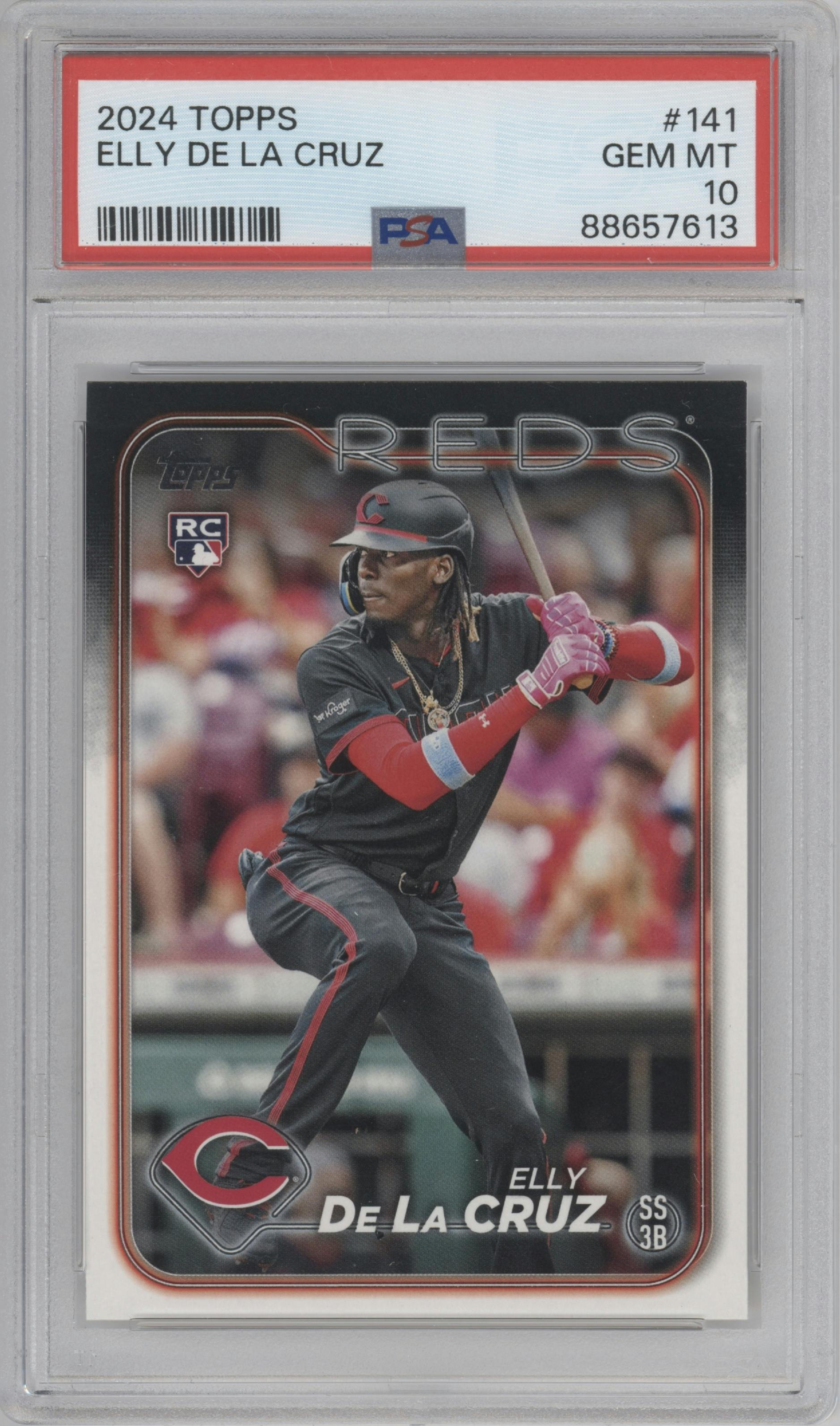Elly De La Cruz from the 2024 Topps  set graded by PSA and given an overall grade of 10.