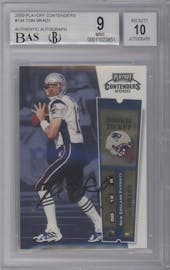 Tom Brady from the 2000 Playoff Contenders set graded by Beckett and given an overall grade of 9.
