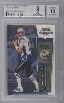 Tom Brady from the 2000 Playoff Contenders set graded by Beckett and given an overall grade of 9.