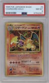 Charizard from the 1996 Pokemon JPN set graded by PSA and given an overall grade of 8.