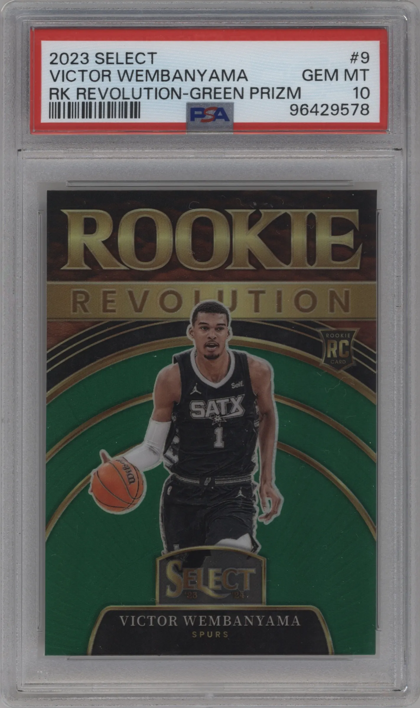 2023 Panini Select Rke.Revolution Victor Wembanyama Green Prizm #9 PSA 10